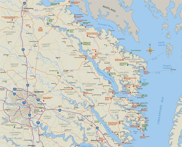 Map Of Northern Neck Va Northern Neck Map